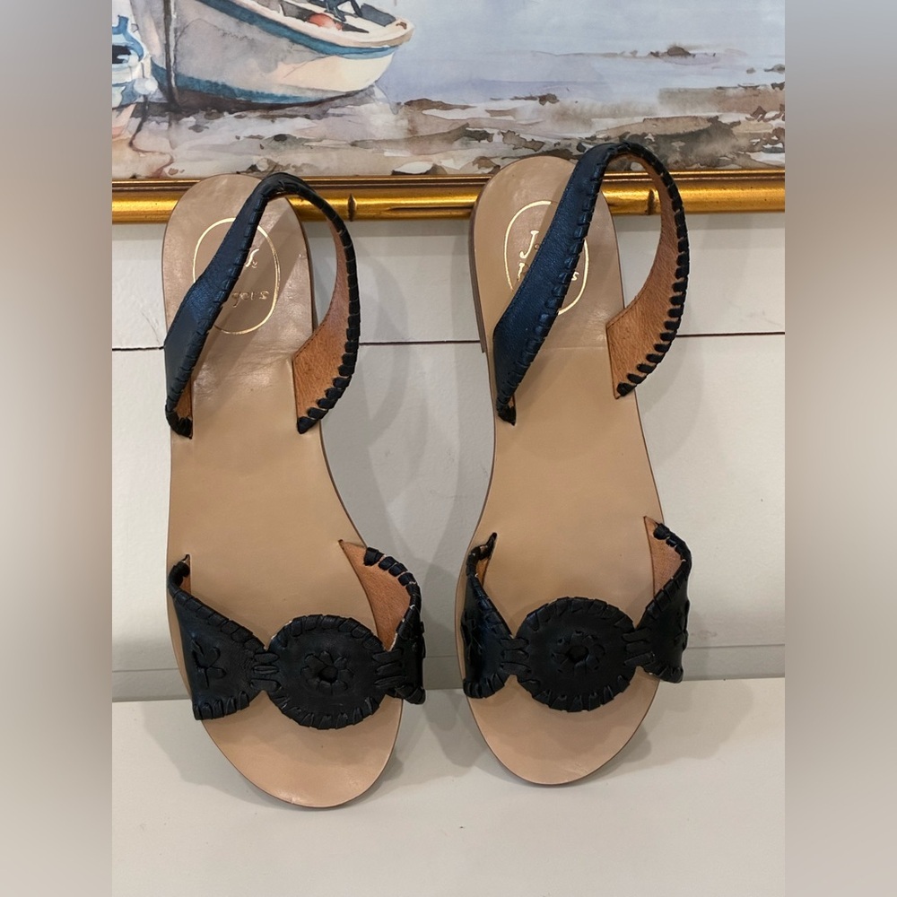 Jack Rogers Women’s leather Sandals – Size 9M – Black – Like New vacation - Picture 2 of 6